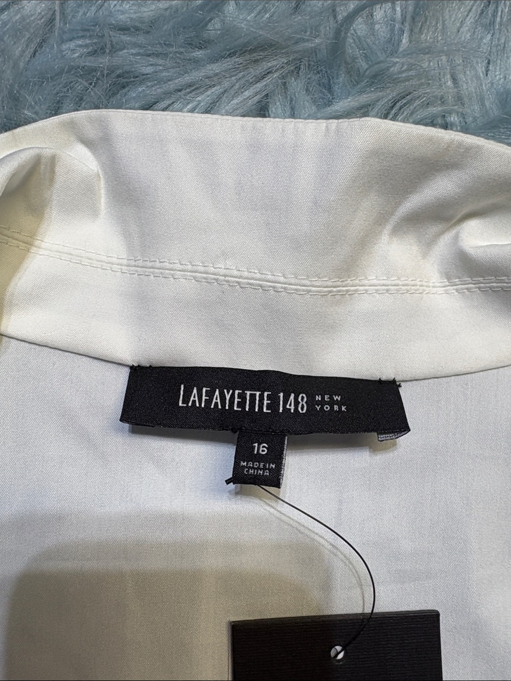 NWT Lafayette 148 New York White Side Zip Shirt with Collar sz 16 - Picture 8 of 11